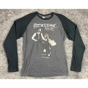Fleetwood Mac Rumours Raglan Long Sleeve Shirt Gray Black Band Tee Size Small